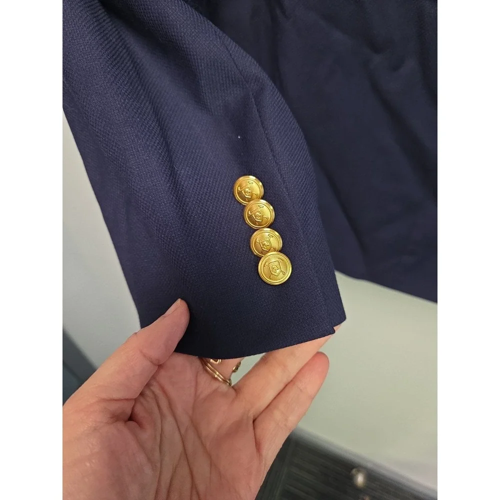 RALPH Ralph Lauren Blazer Men's 50R Navy Blue Gold Crest Buttons Sport Coat
